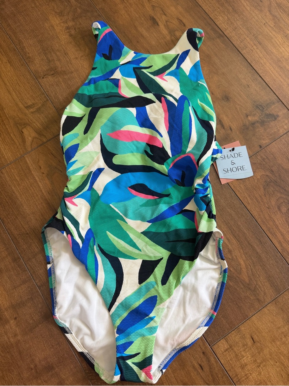Shade & Shore Women’s Green Tropical One-Piece Swimsuit